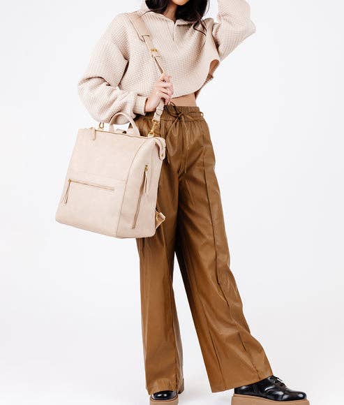 The Square Diaper Bag Bundle - Faux Leather Mom Backpack