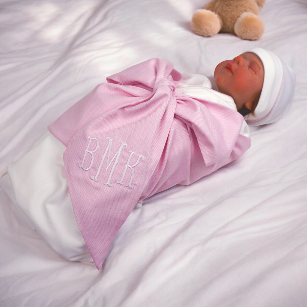 Pima Cotton Baby Swaddle Wrap INCLUDES monogram