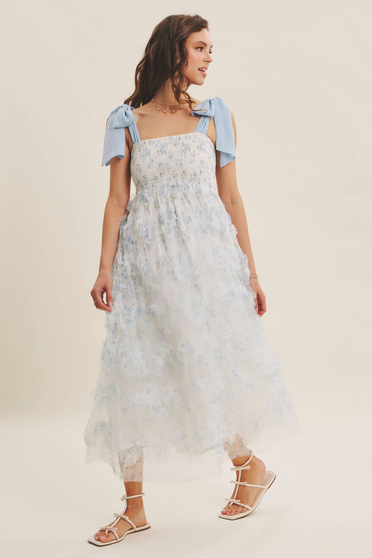 Sky Petals Tie Dress