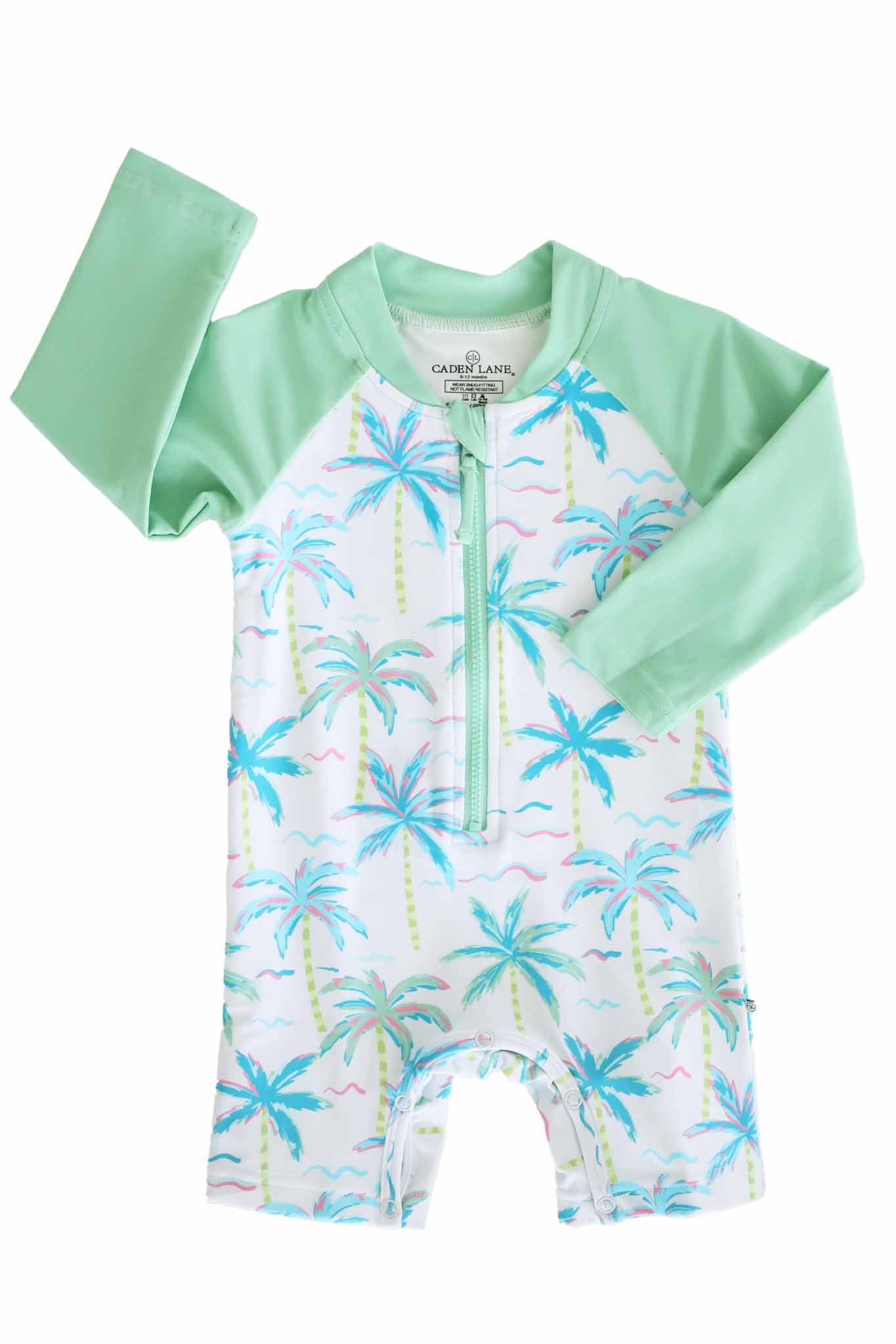 Long Sleeve Rash Guard Swim Romper Shortie | Blue Lagoon