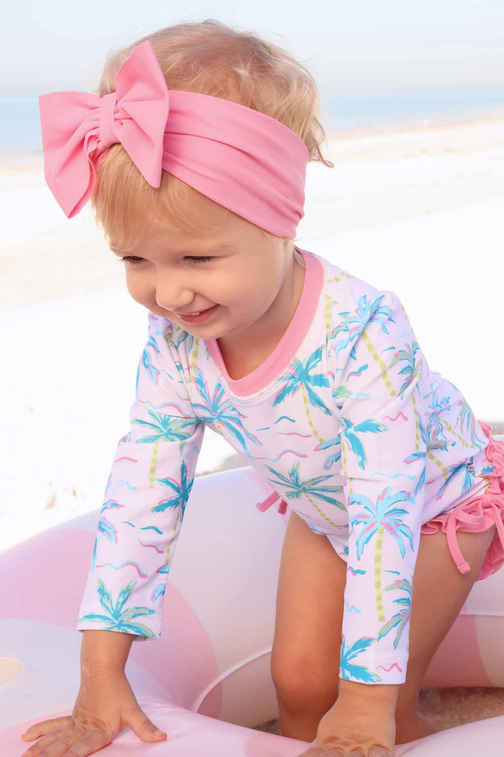 Long Sleeve Rash Guard With Ruffle Bottom | Blue Lagoon
