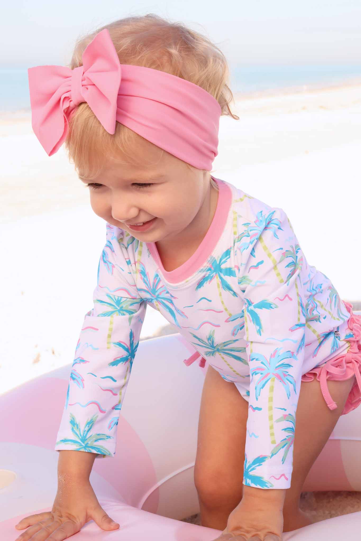Long Sleeve Rash Guard With Ruffle Bottom | Blue Lagoon