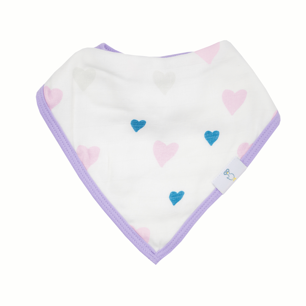 Cloth Bib Set Hearts/Birds