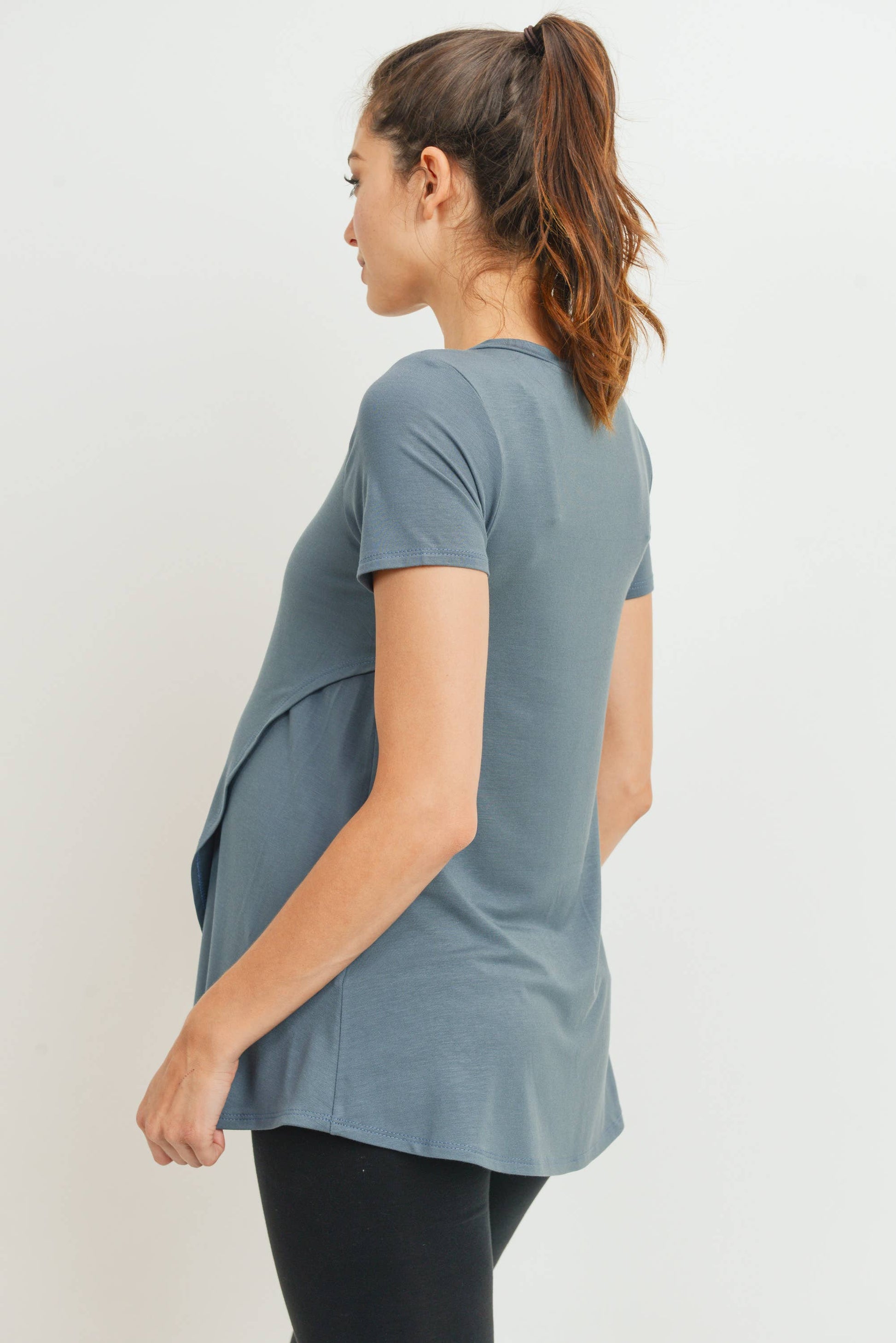 Solid Short Sleeve Maternity Nursing Top