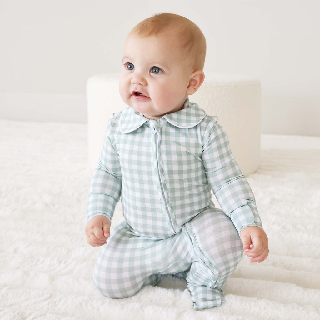 Peter Pan Moss Gingham Footie
