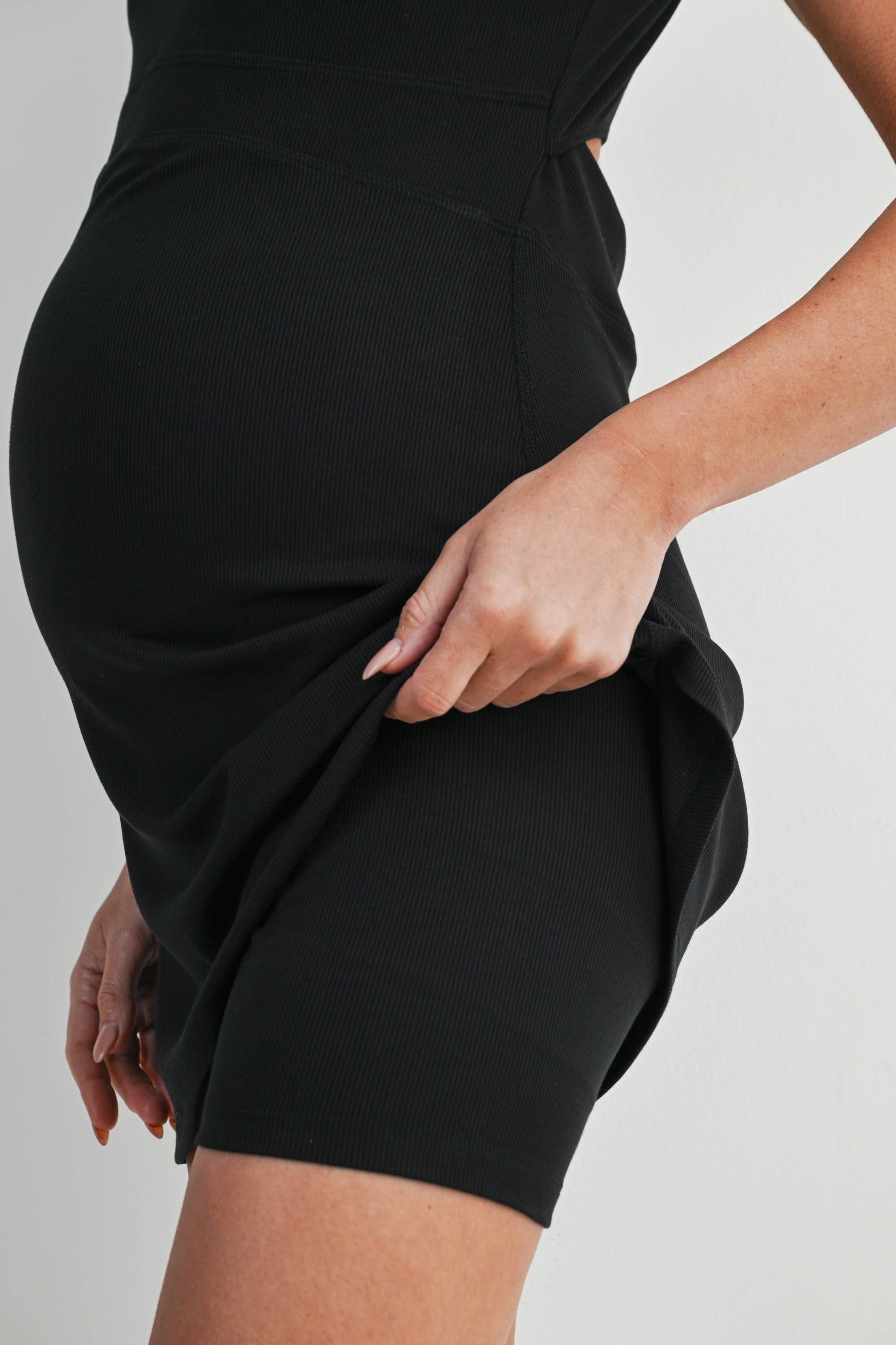Ribbed Maternity Active Mini Dress with Inner Shorts