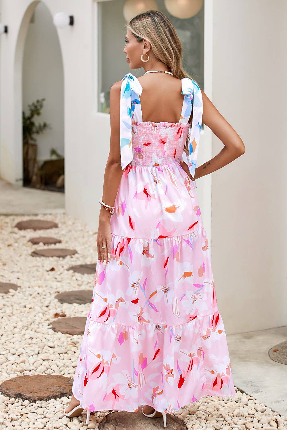 Bubblegum Floral Smocked Maxi Dress