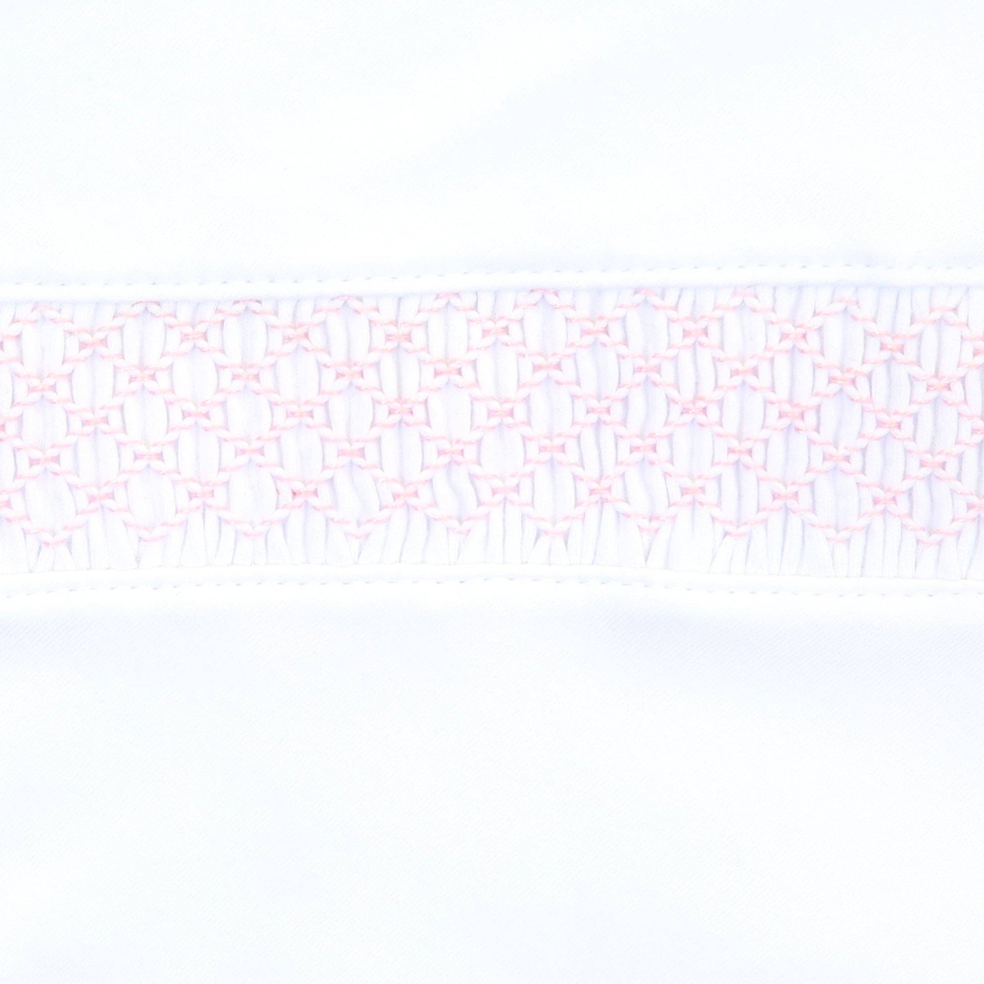 Solid Essentials White Pink Smocked Blanket