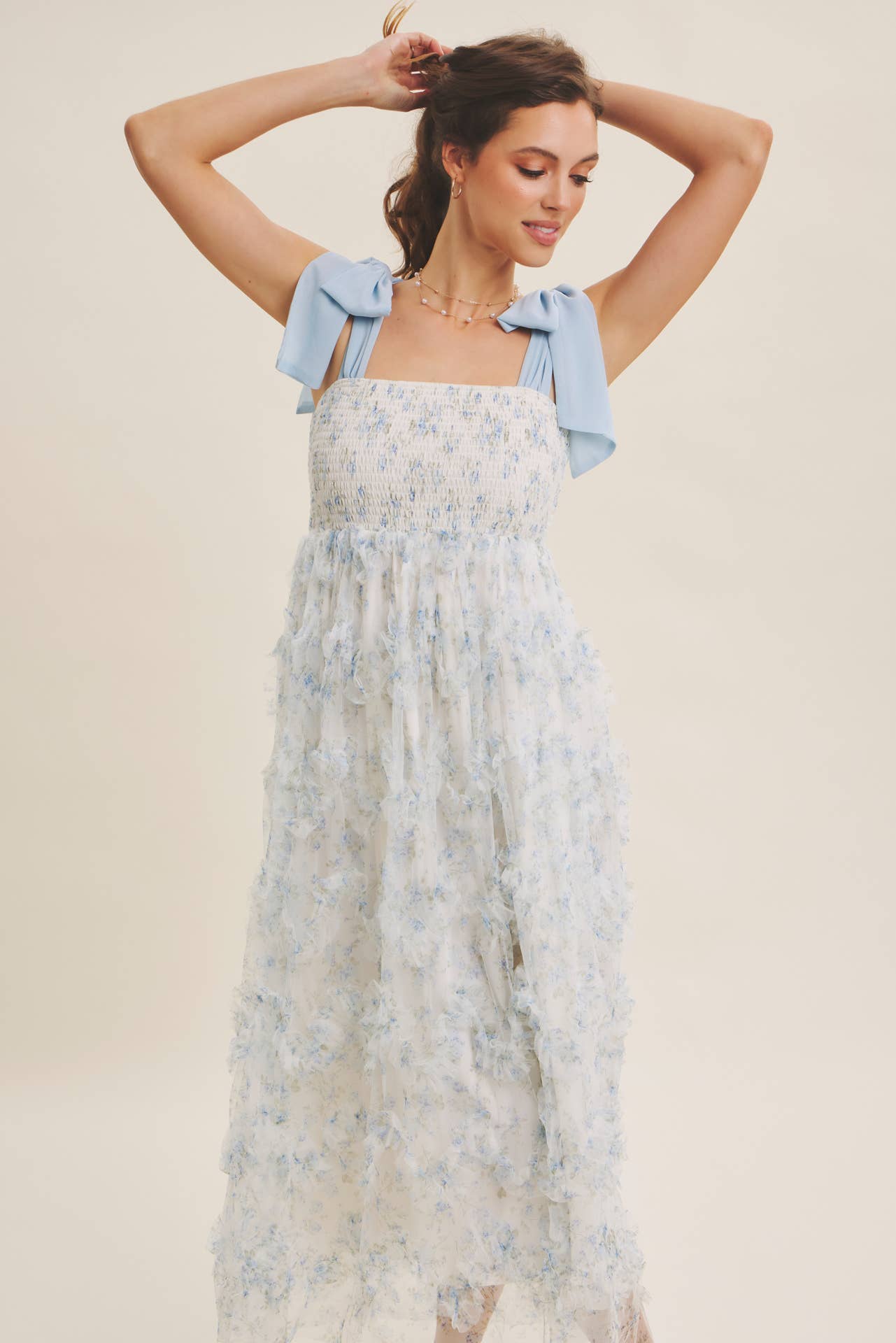 Sky Petals Tie Dress