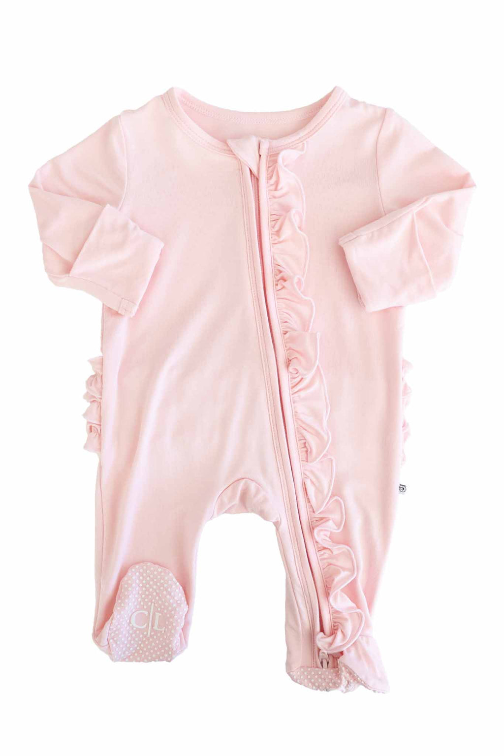 Bamboo Ruffle Zipper Footie