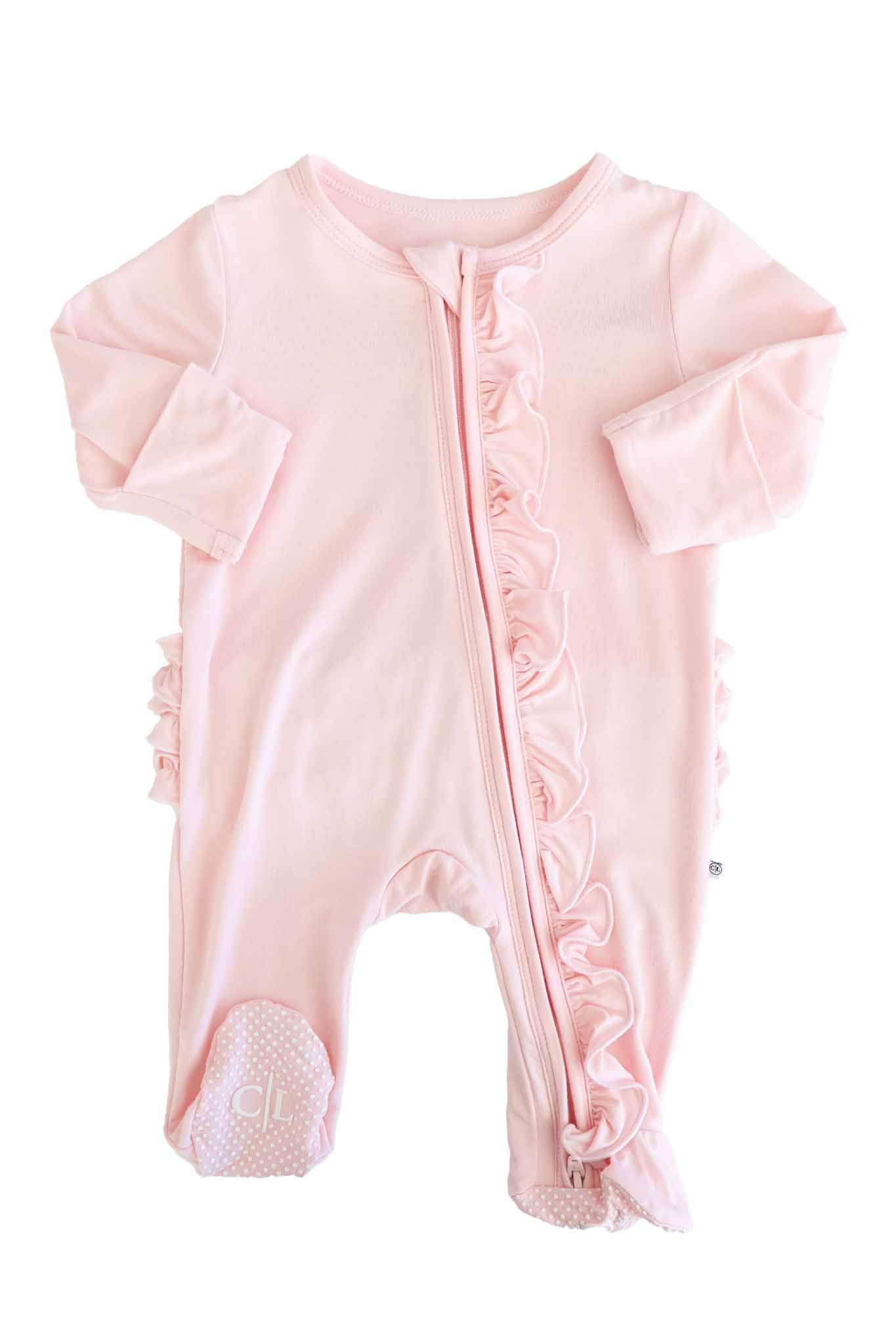 Bamboo Ruffle Zipper Footie