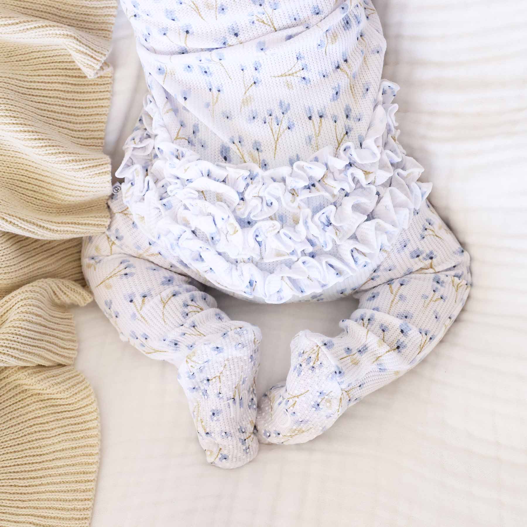Blake's Blooms Bamboo Waffle Zipper Ruffle Footie