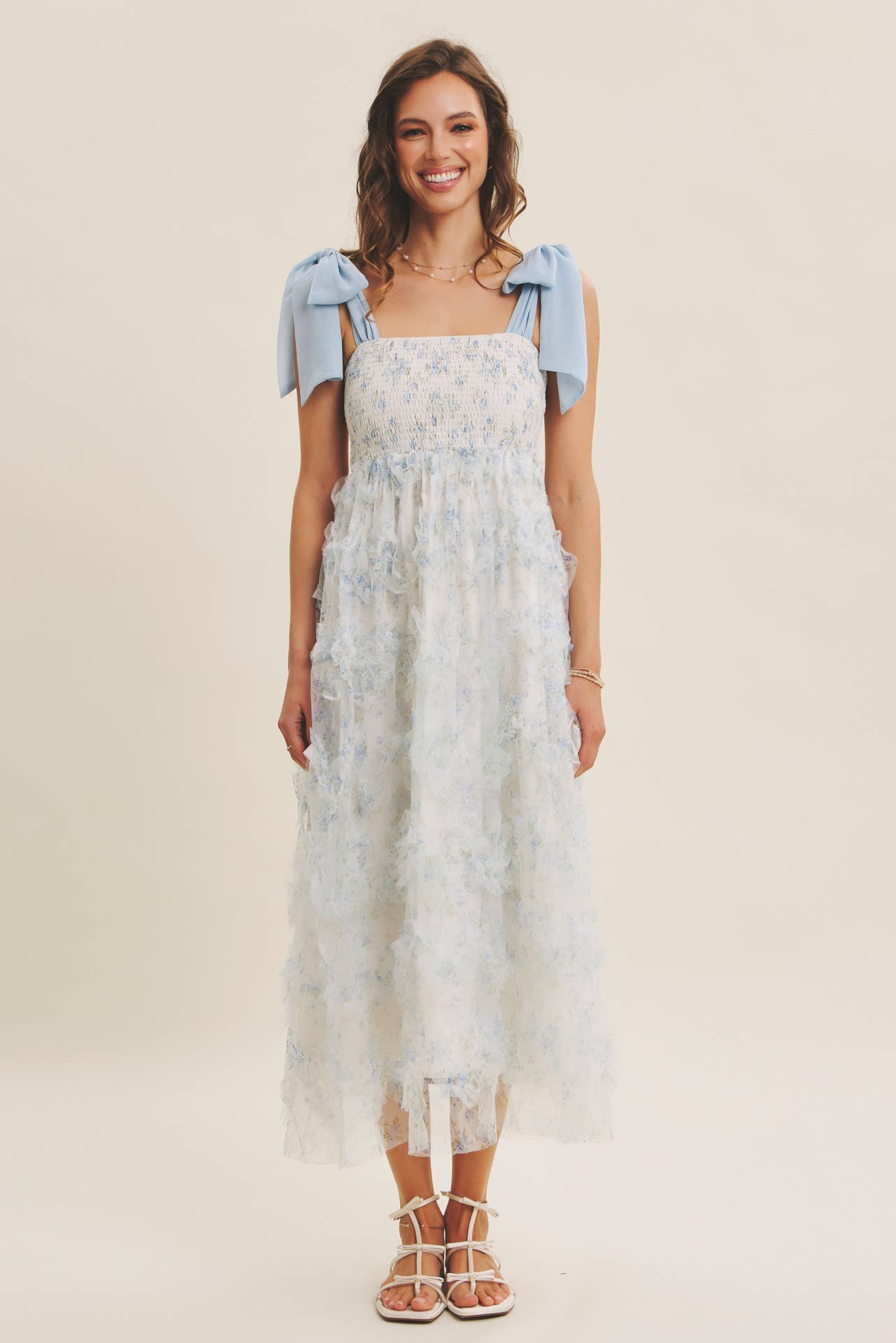 Sky Petals Tie Dress
