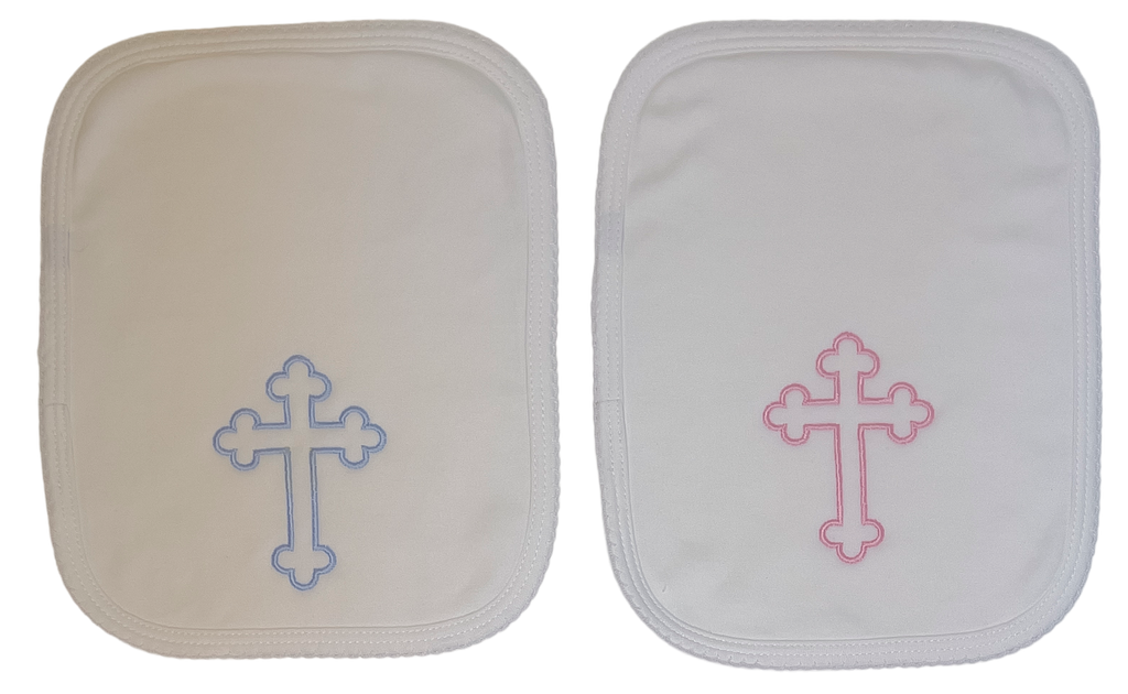 White Pima Burp Cloth with Cross