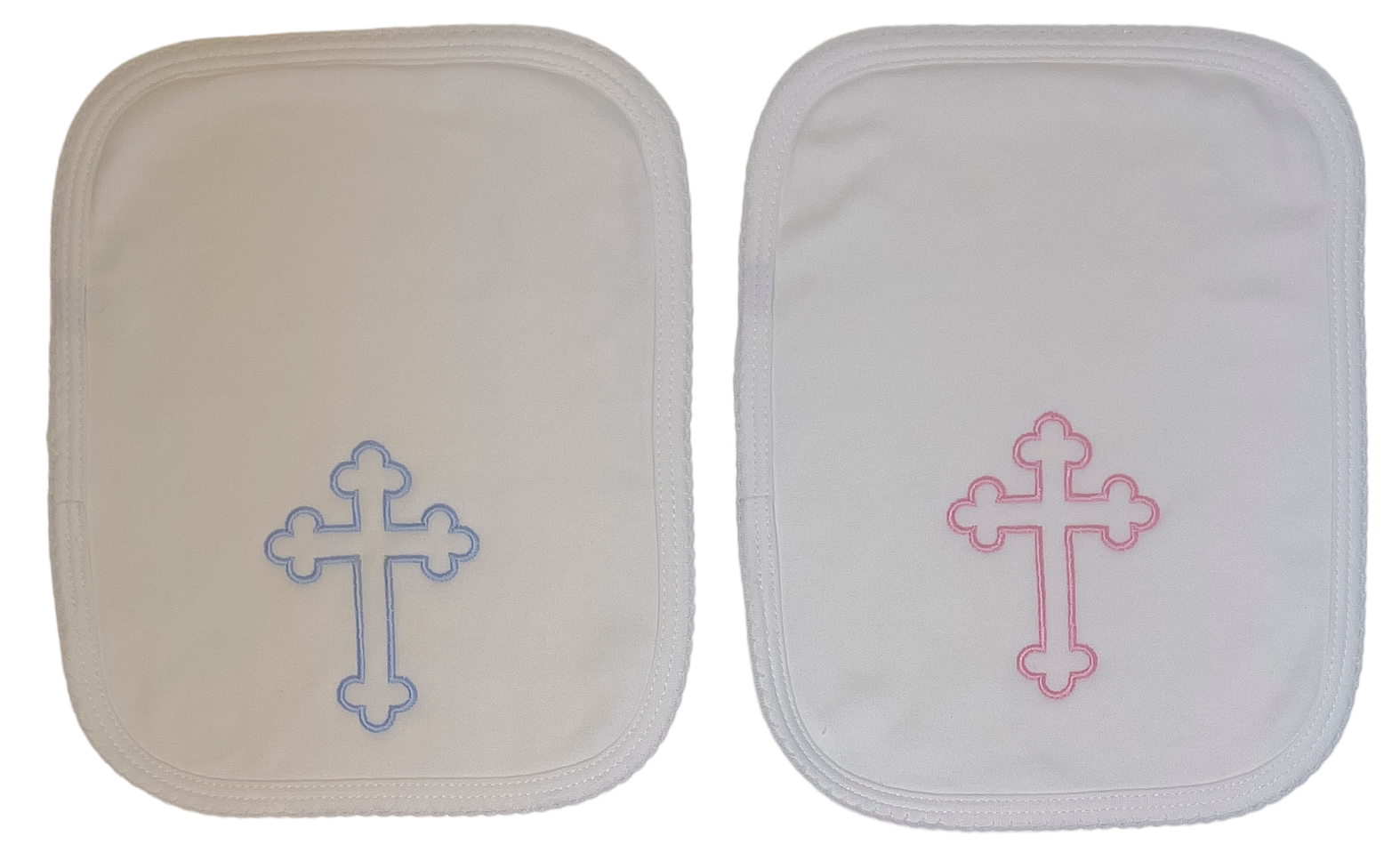 White Pima Burp Cloth with Cross