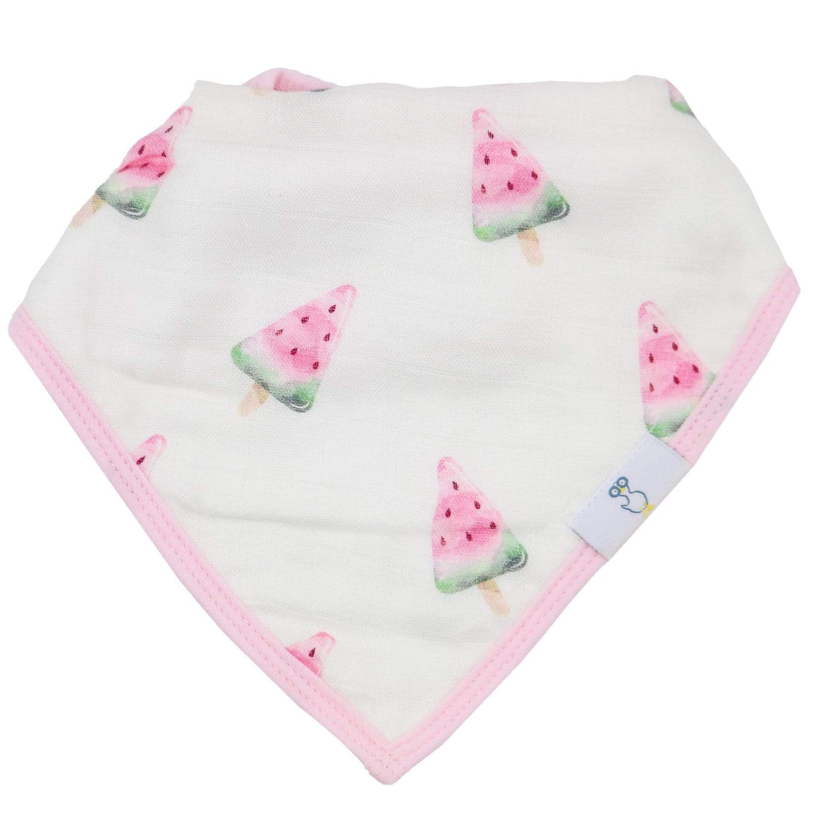 2 PK Muslin & Terry Cloth Bib Set Watermelons/Flowers