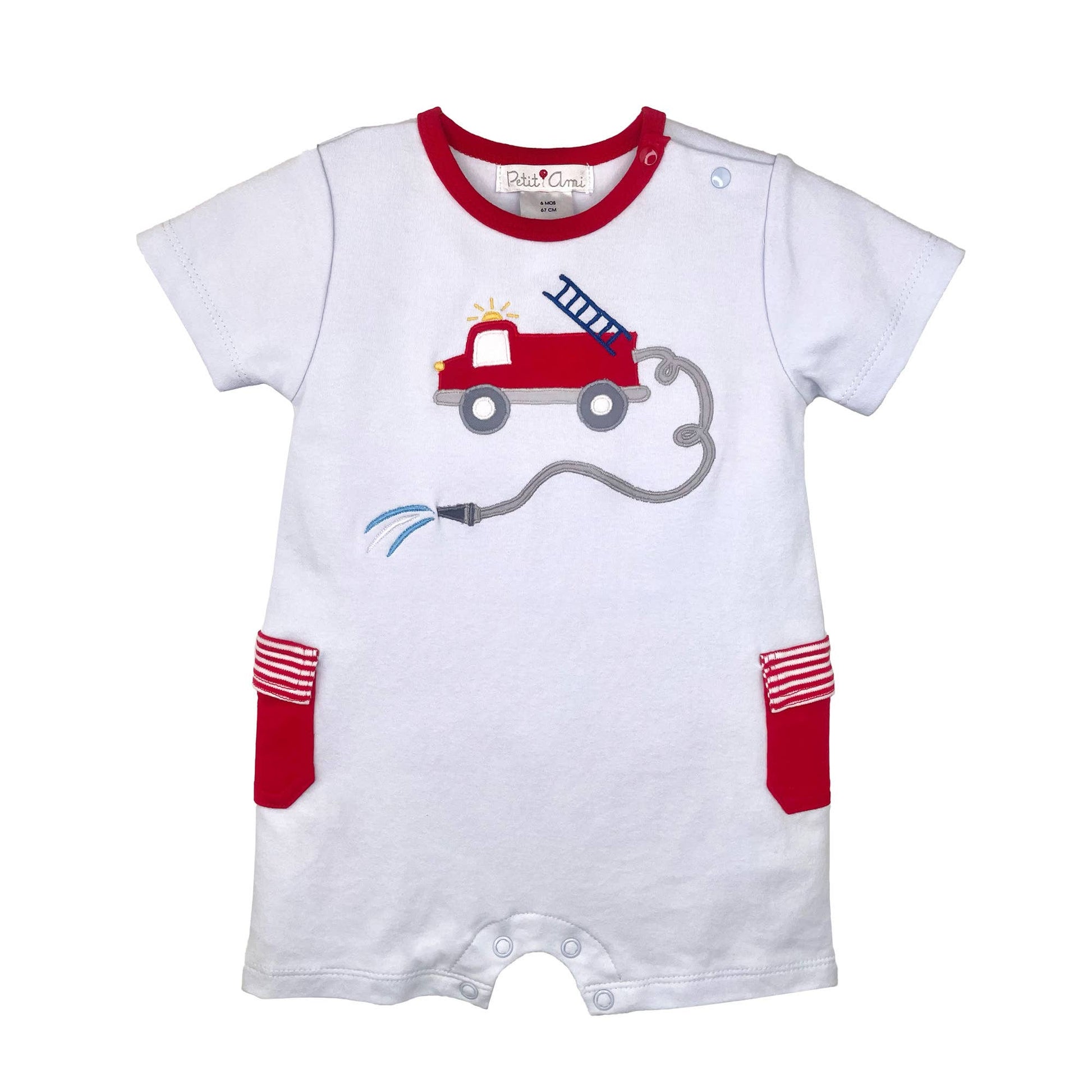 Fire Truck Knit Romper