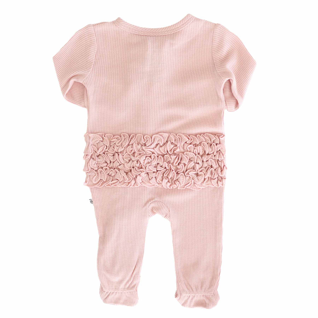 Lotus Bamboo Waffle Ruffle Zipper Footie