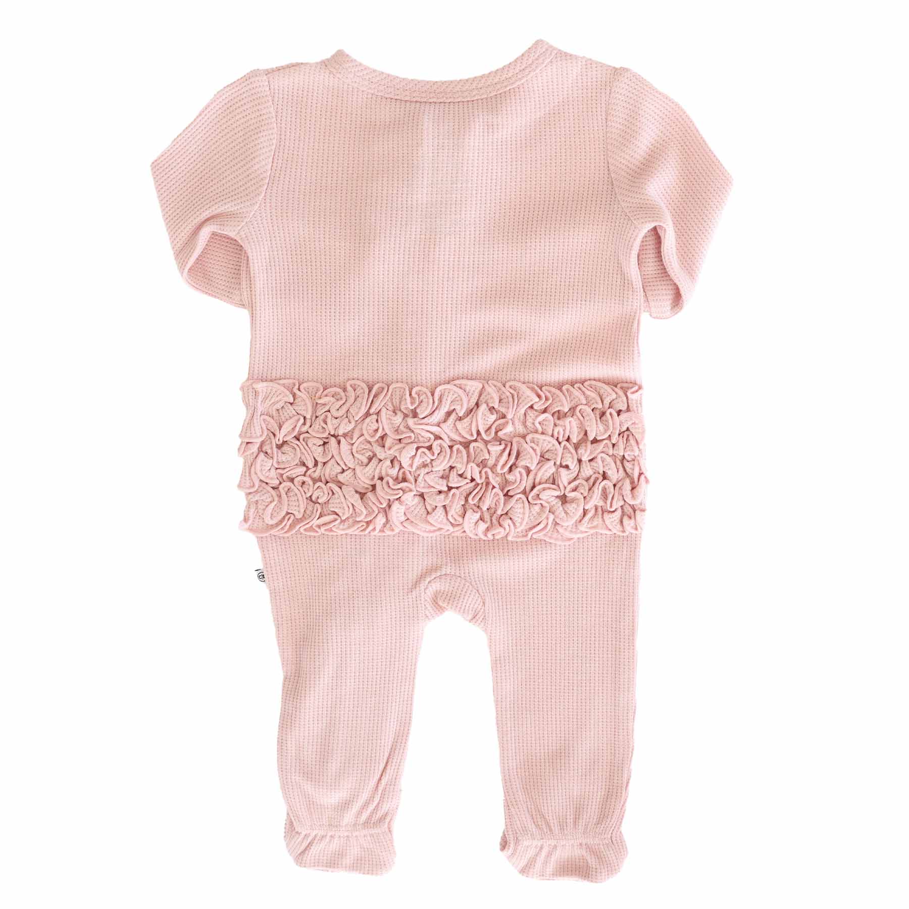 Lotus Bamboo Waffle Ruffle Zipper Footie