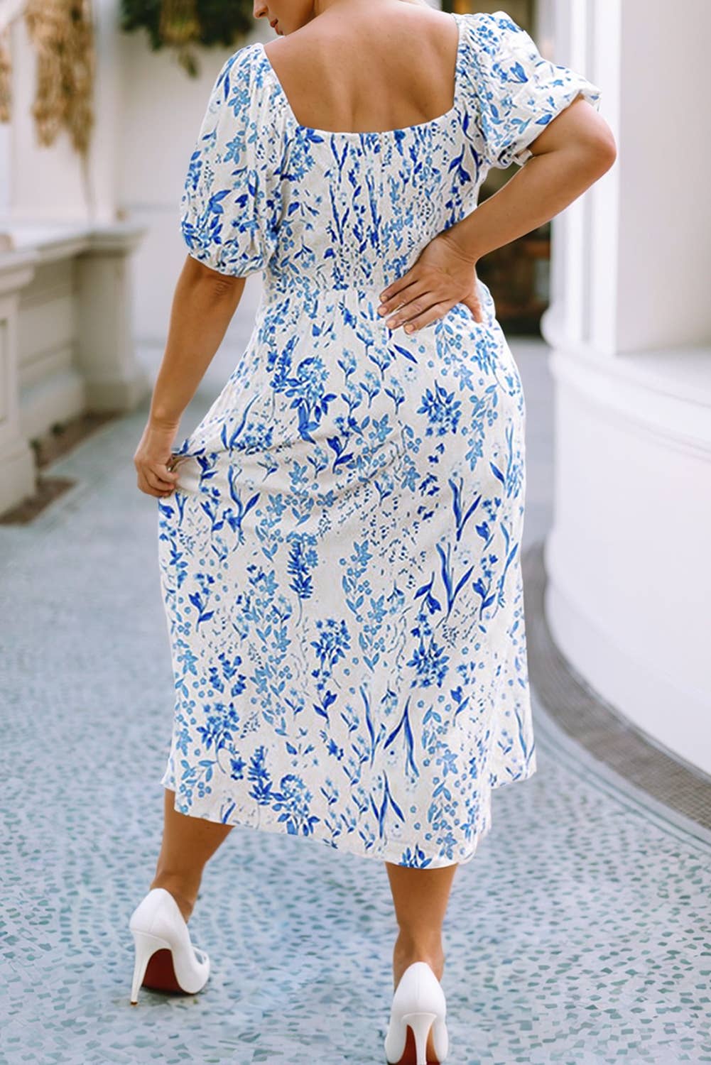 Floral Print Sweetheart Midi Dress