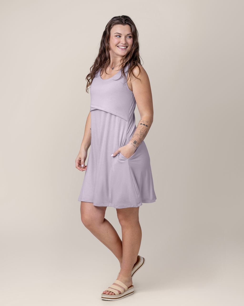 Penelope Crossover Nursing Dress | Lavender Mist
