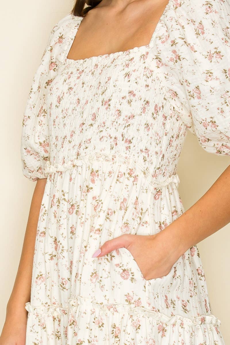 Dusty Rose Smocked Dress