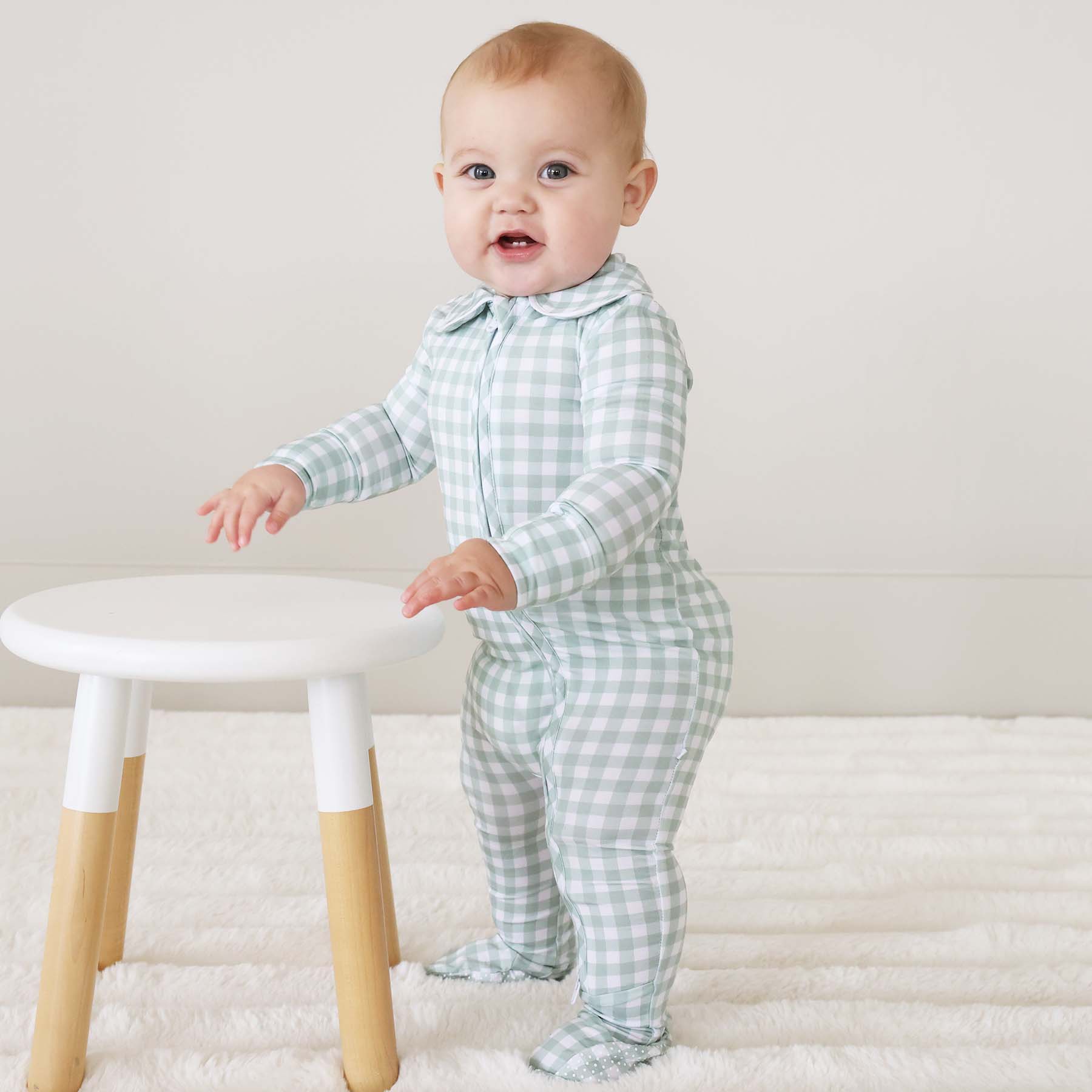 Peter Pan Moss Gingham Footie