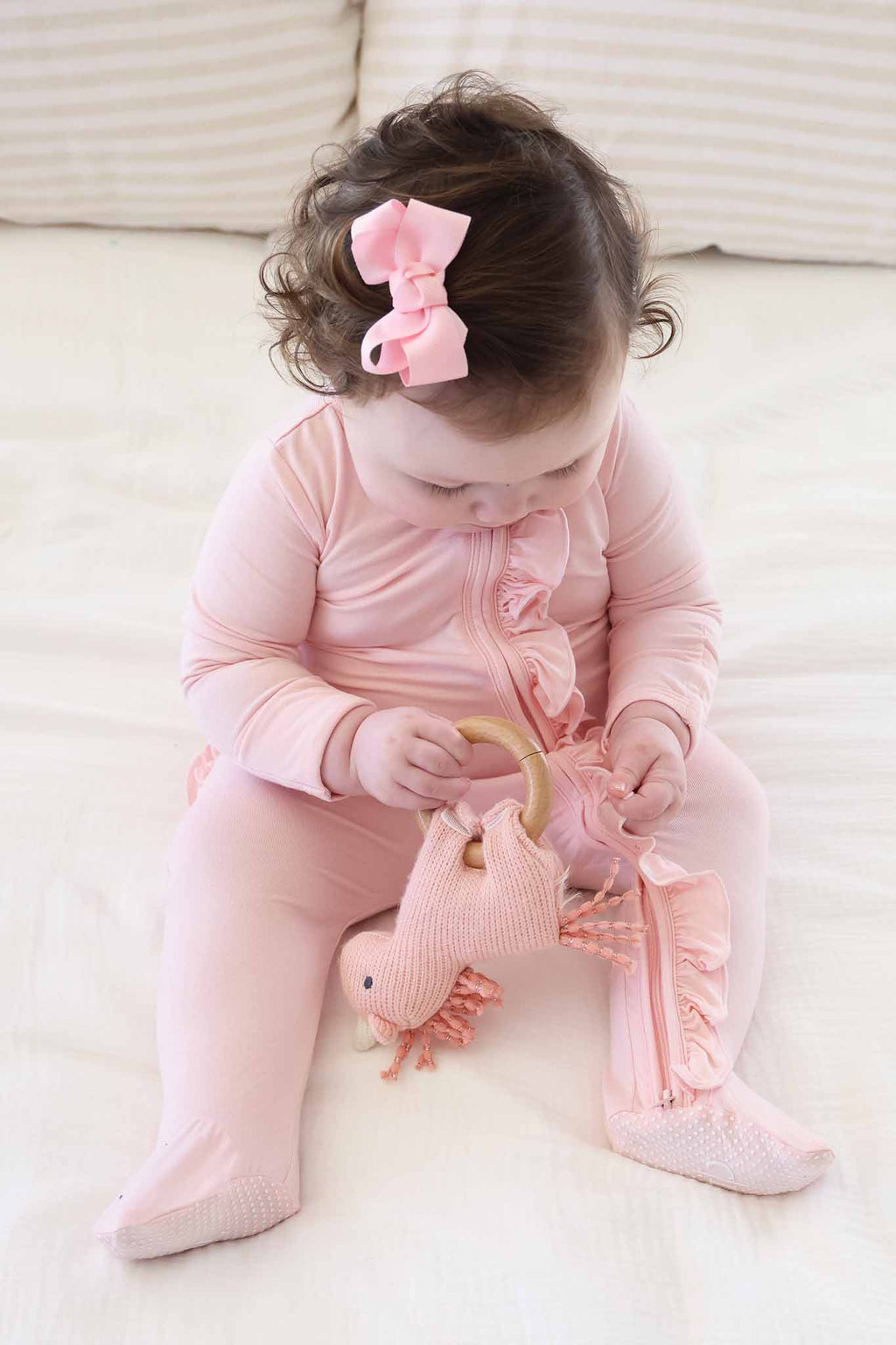 Bamboo Ruffle Zipper Footie