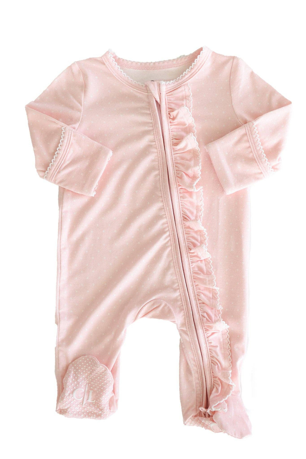 Polka dot Bamboo Zipper Footie