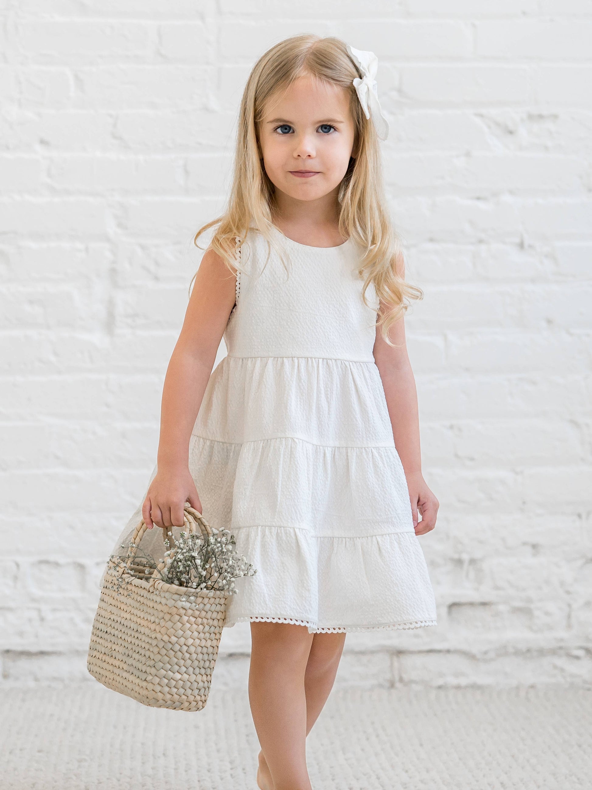 Zoey Seersucker Tiered Dress - Coconut