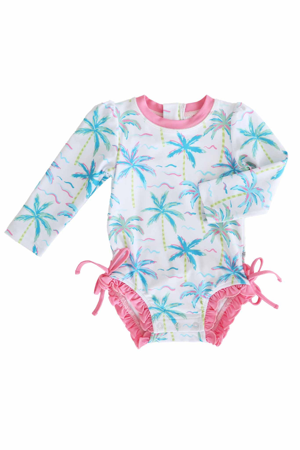 Long Sleeve Rash Guard With Ruffle Bottom | Blue Lagoon