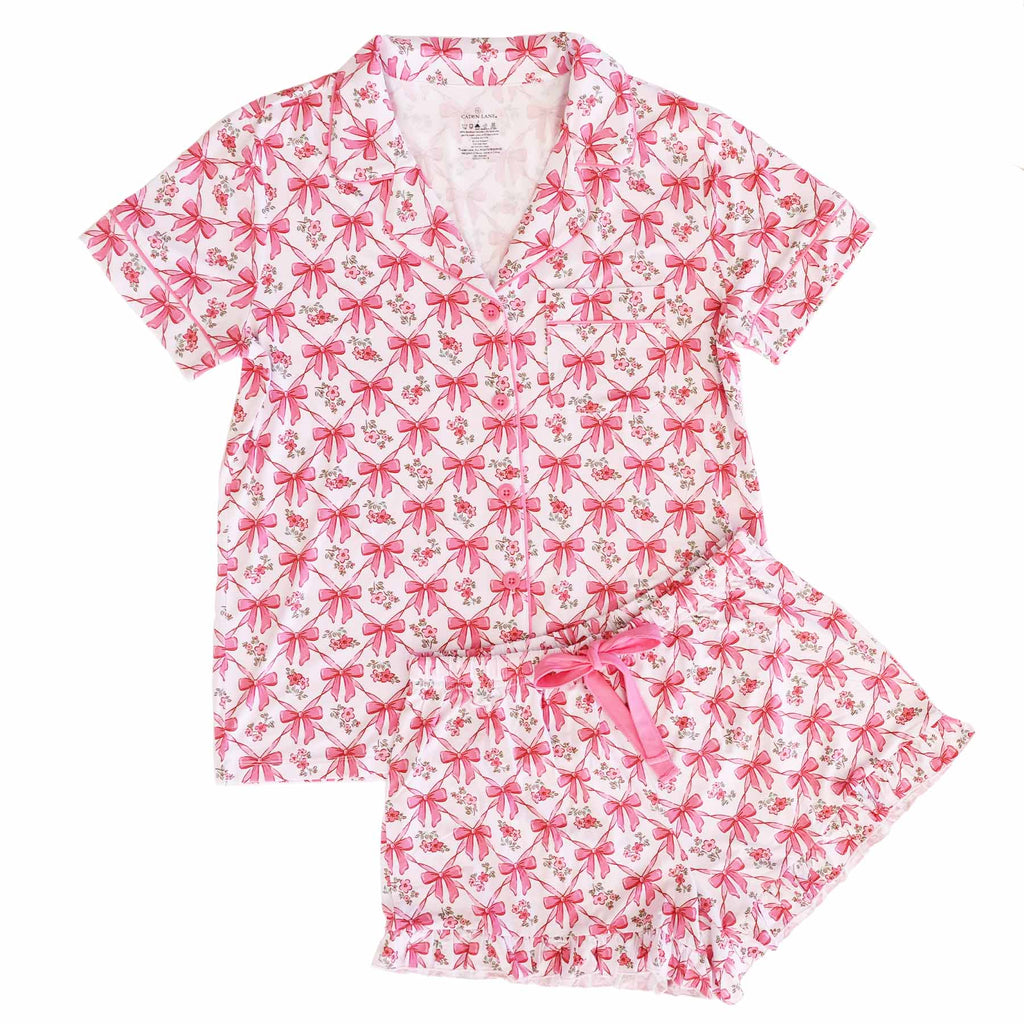 Bow Besties Women's Two Piece Short Lounge Set
