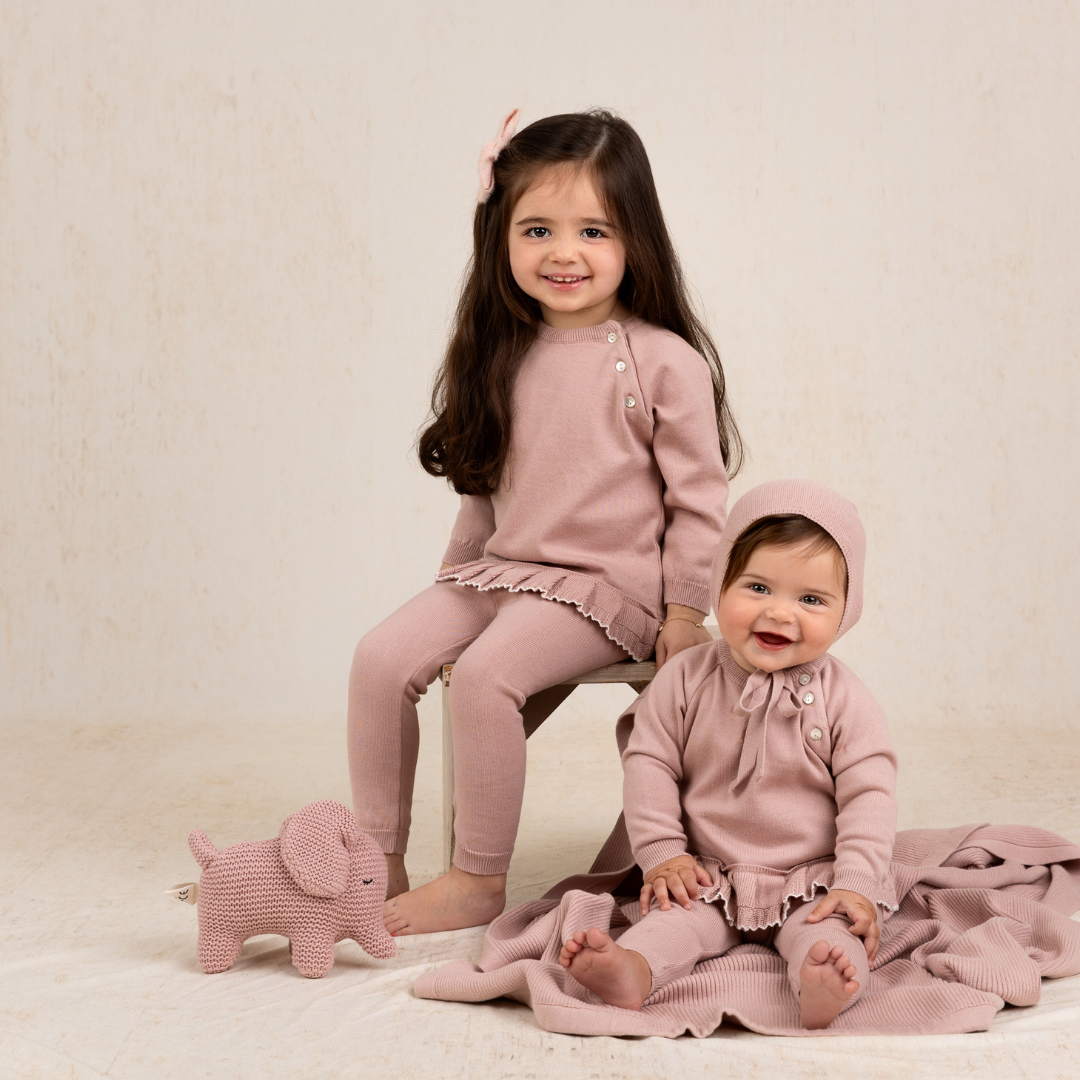 Girls Pleated Trim Knit Set