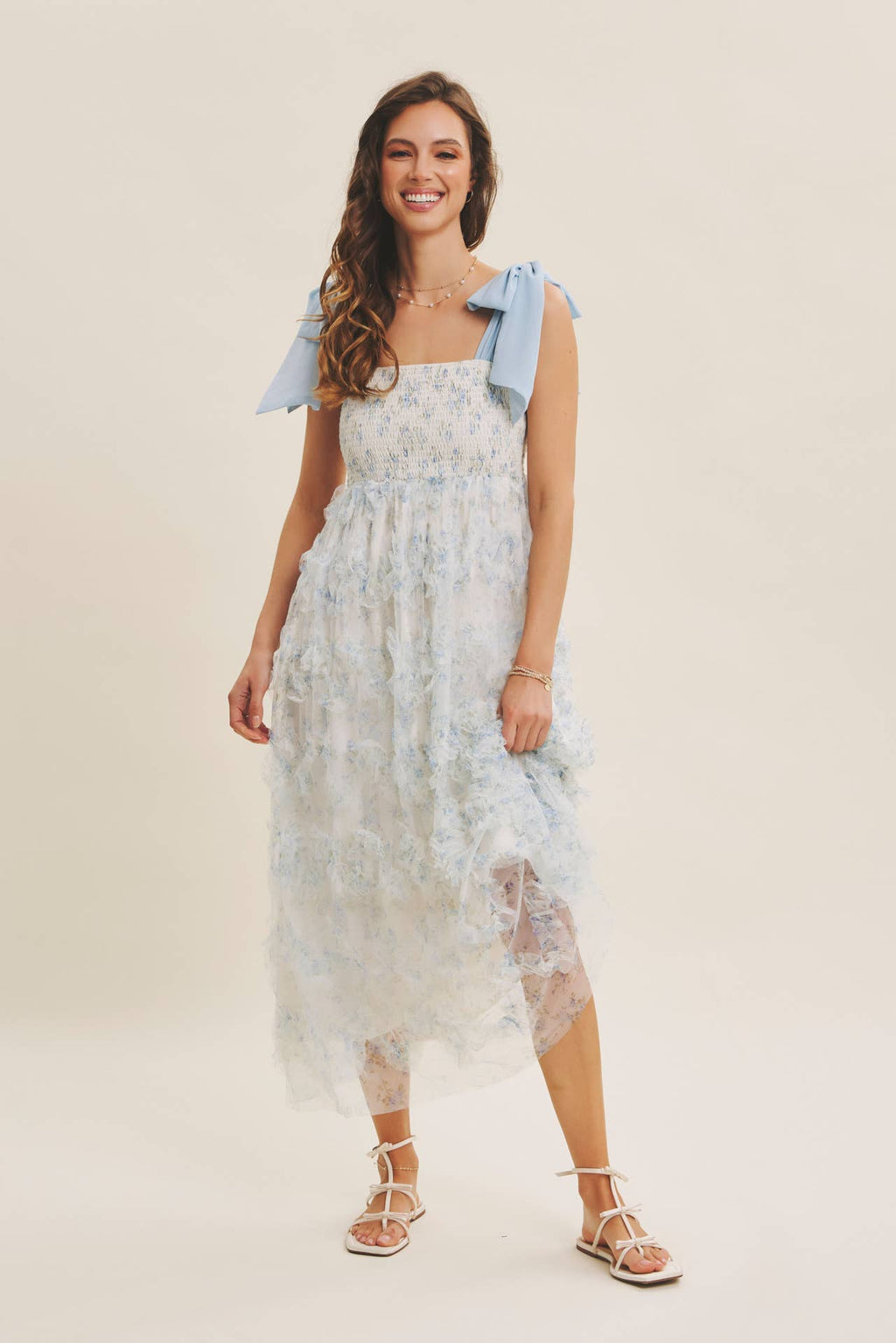 Sky Petals Tie Dress