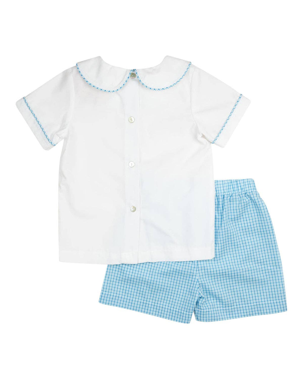 Blue Plaid Shorts Set