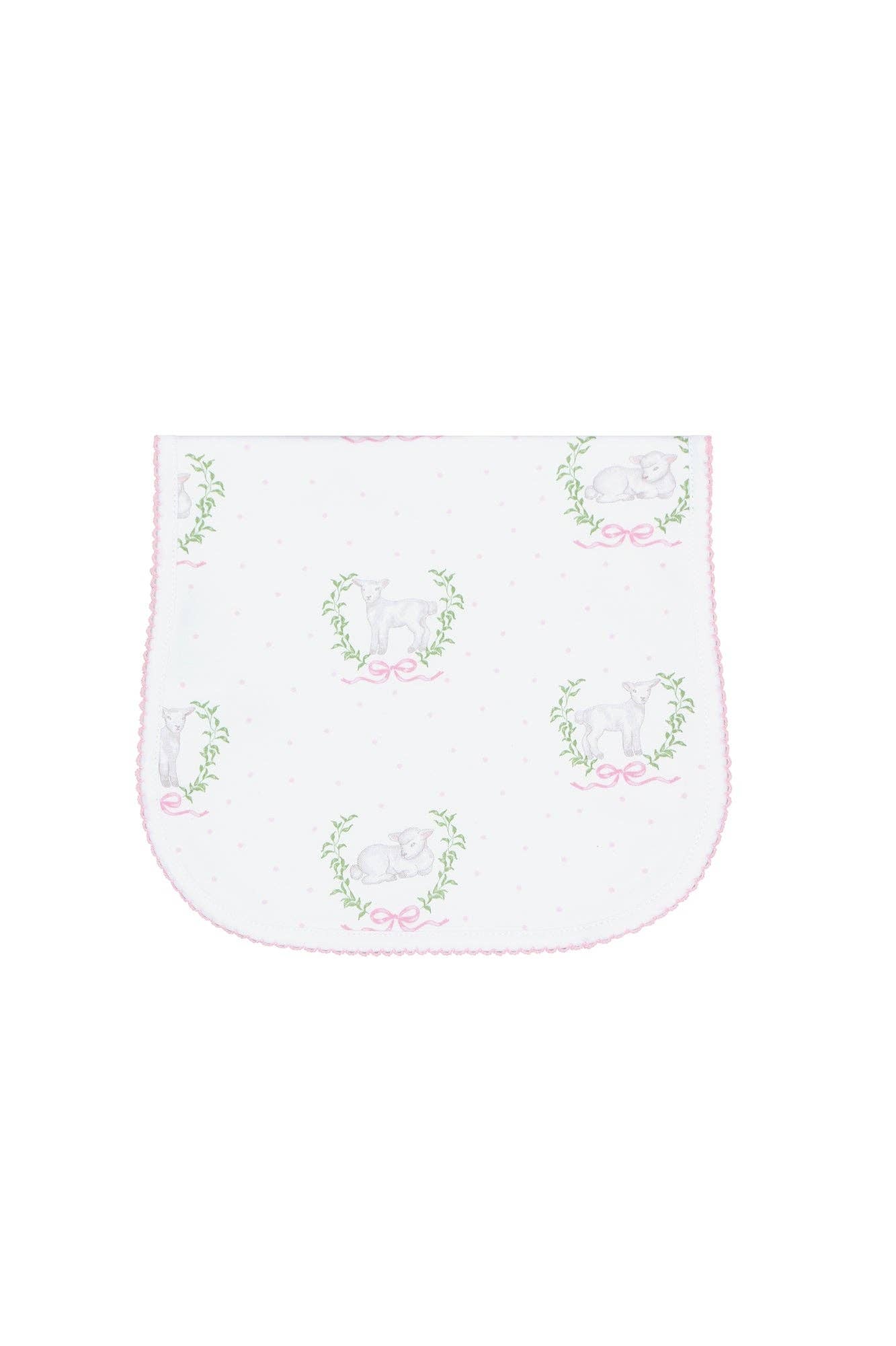 Lamb Print Burp Cloth -pink