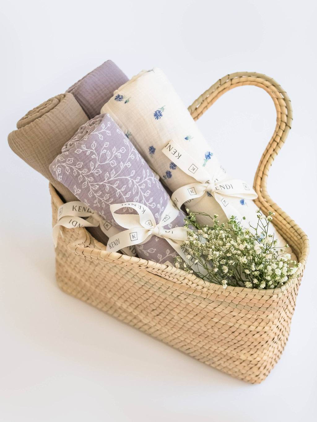 Organic Baby Muslin Swaddle Blanket - Lucia Floral / Lilla