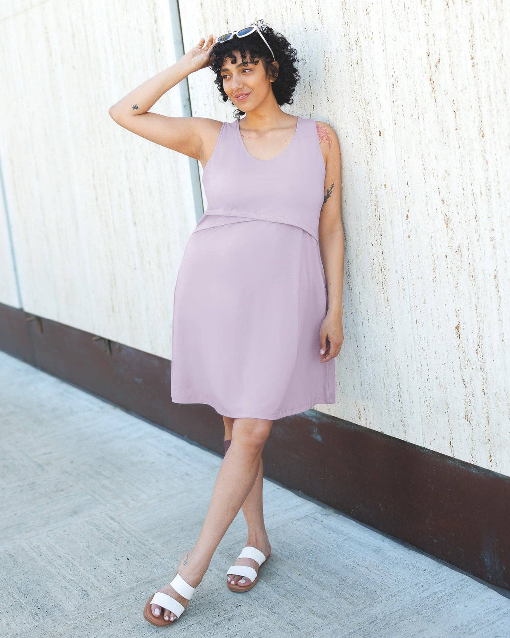 Penelope Crossover Nursing Dress | Lavender Mist