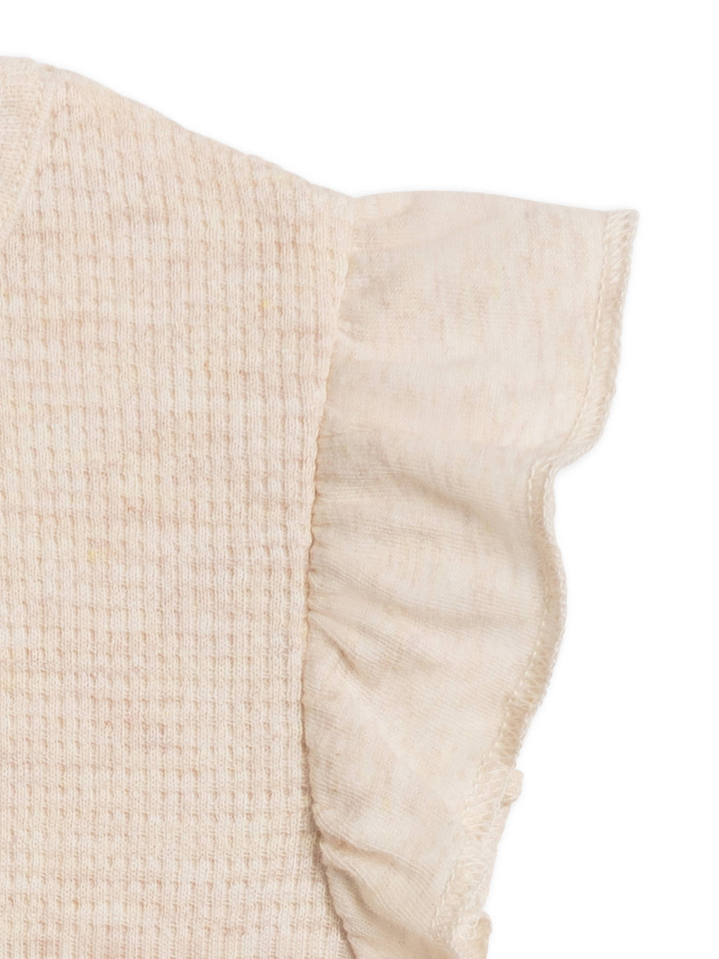 Organic Maci Flutter Sleeve Tank Waffle Romper - Heather Oat