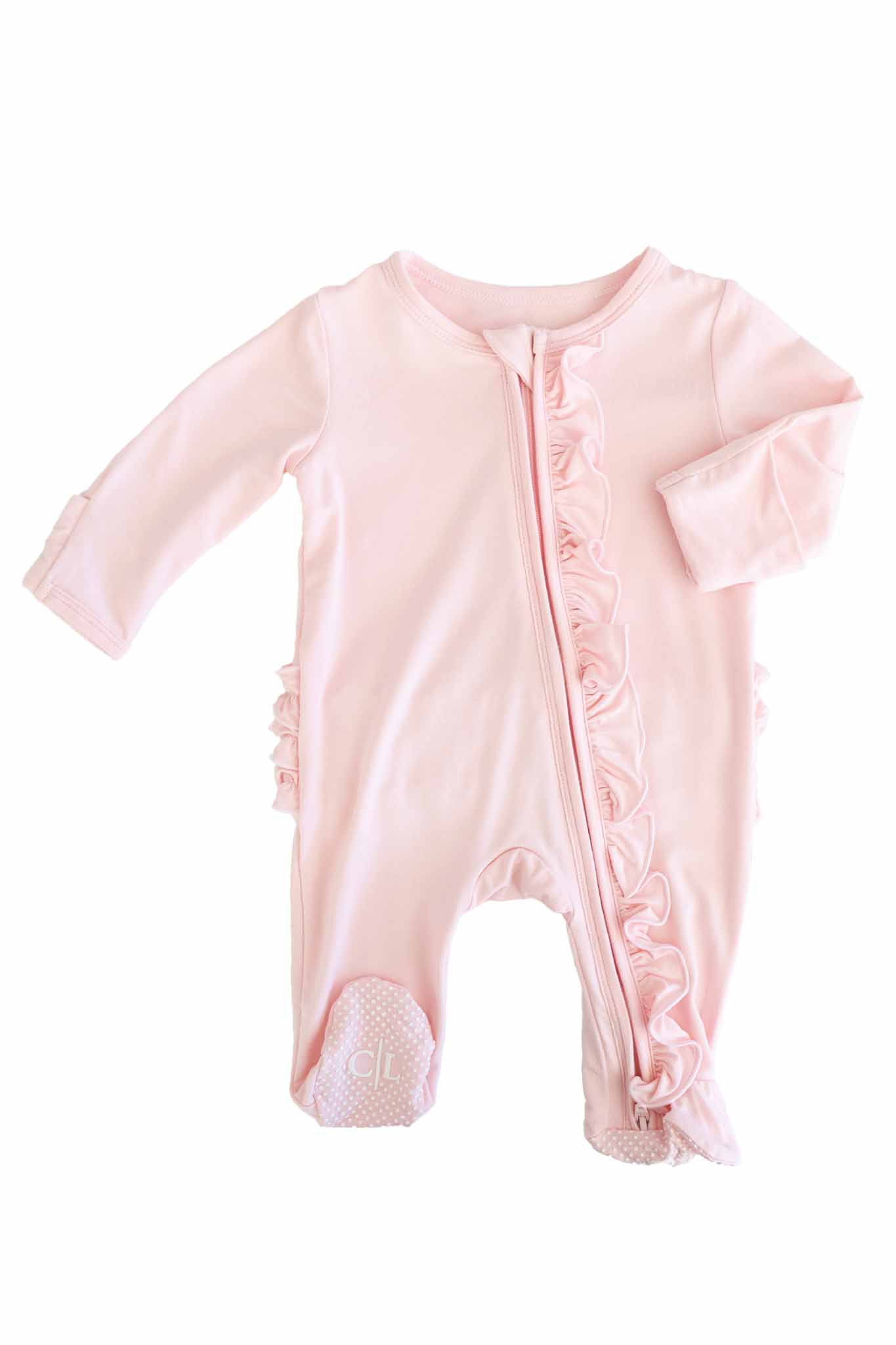 Bamboo Ruffle Zipper Footie