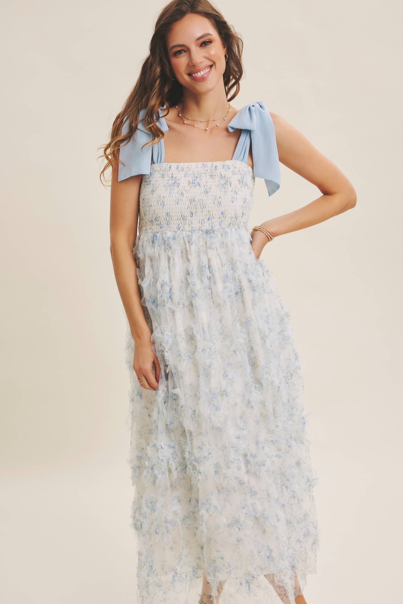 Sky Petals Tie Dress