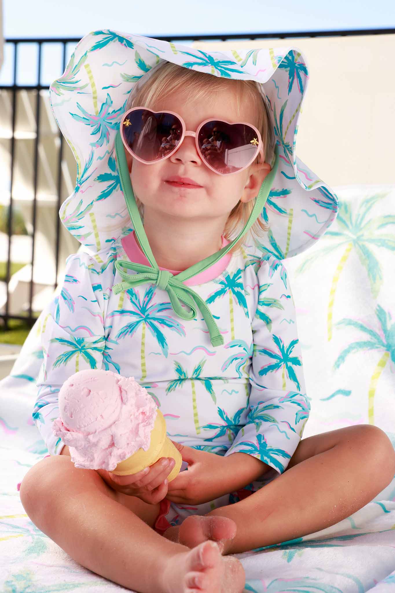 Long Sleeve Rash Guard With Ruffle Bottom | Blue Lagoon