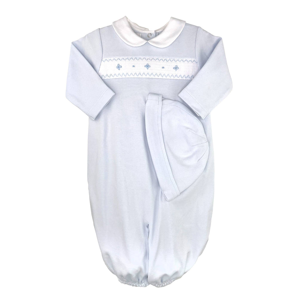 Smocked Knit Convertible Gown and Hat