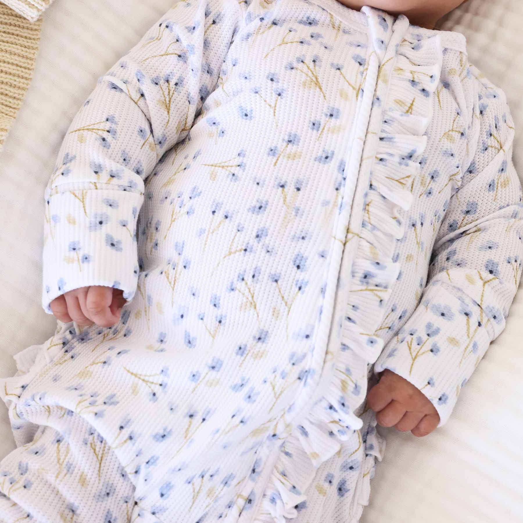 Blake's Blooms Bamboo Waffle Zipper Ruffle Footie