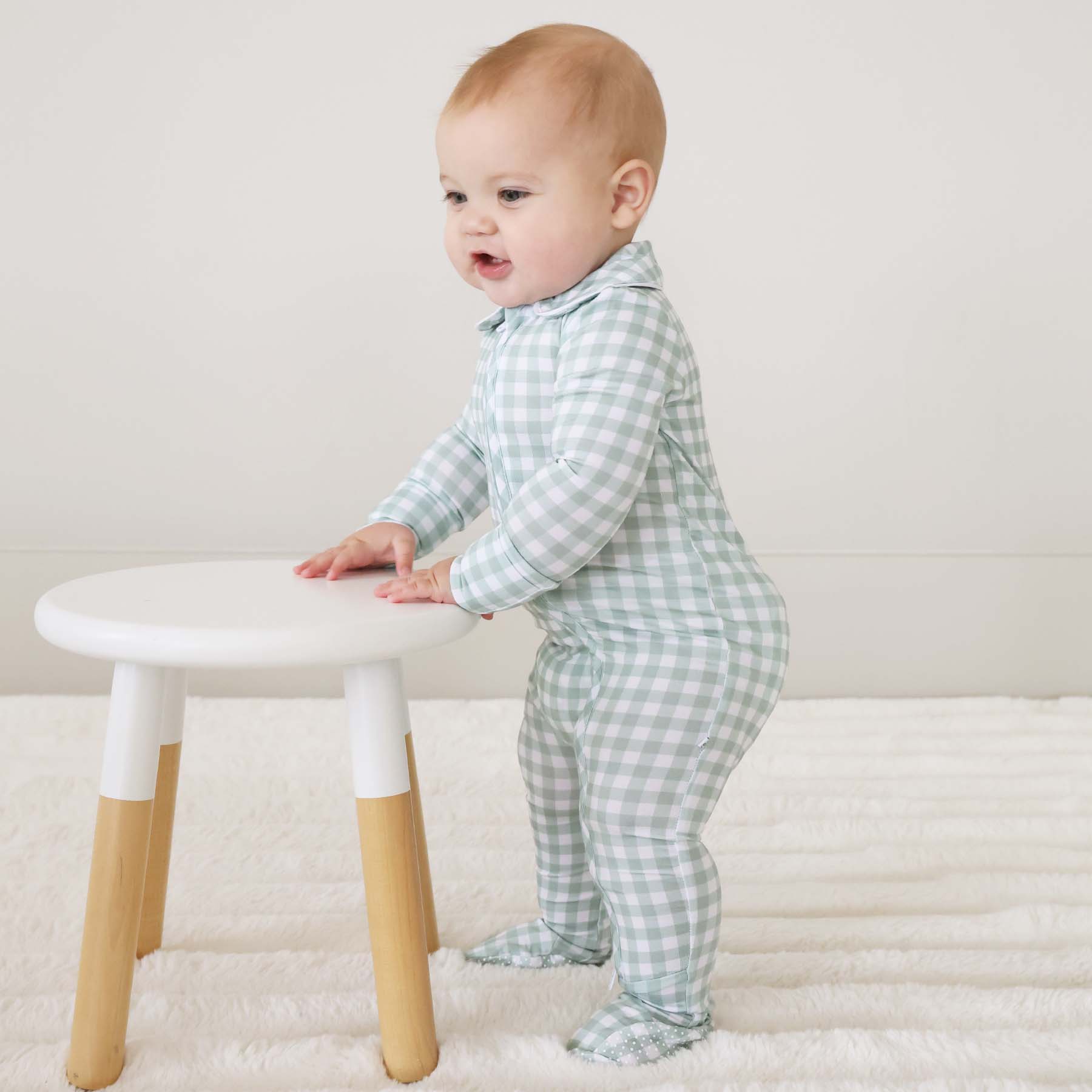 Peter Pan Moss Gingham Footie