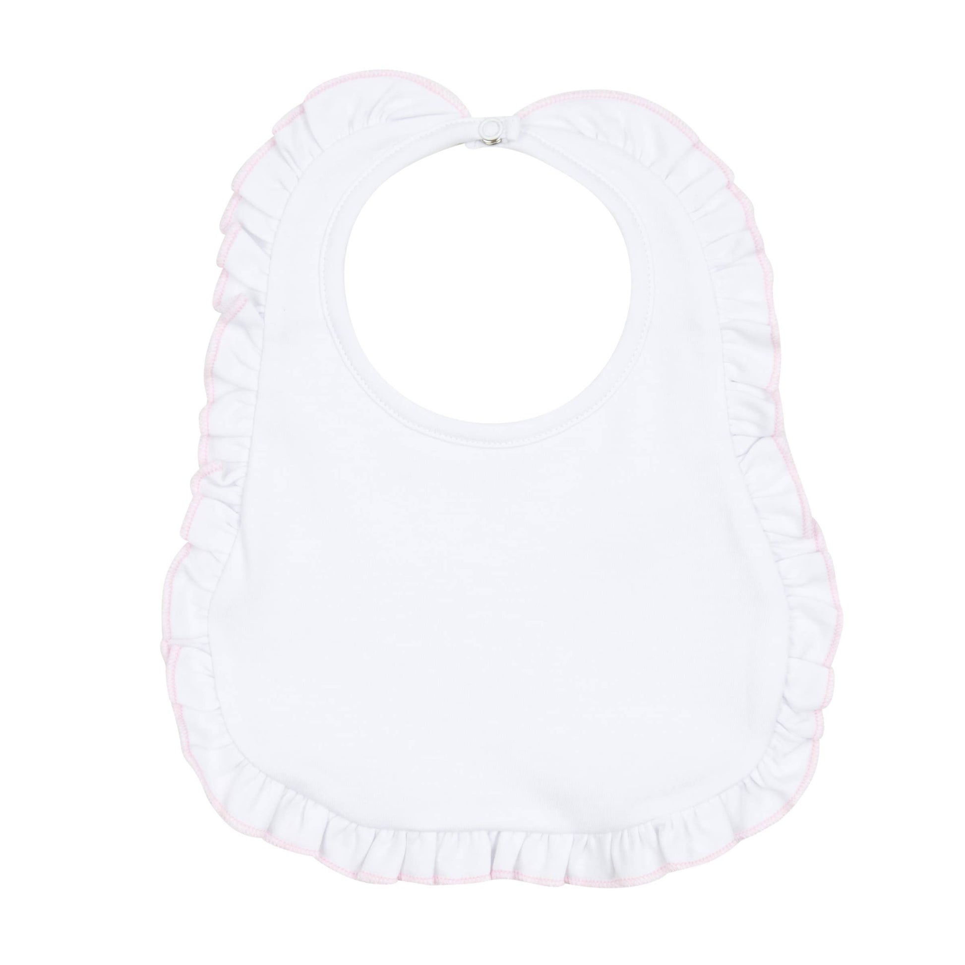 Solid Essentials White Pink Ruffle Bib