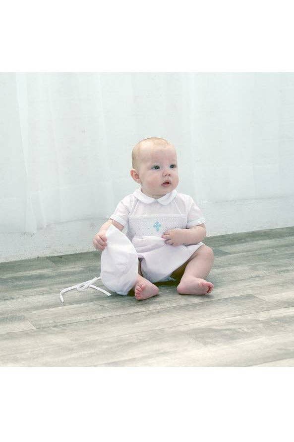 Cross smocked Bubble + Bonnet