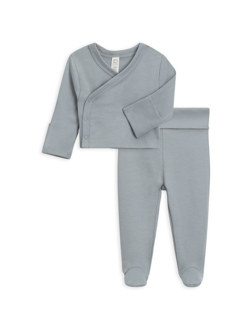 Organic Riley 2 Piece Kimono Wrap Top + Pant Set - Mist