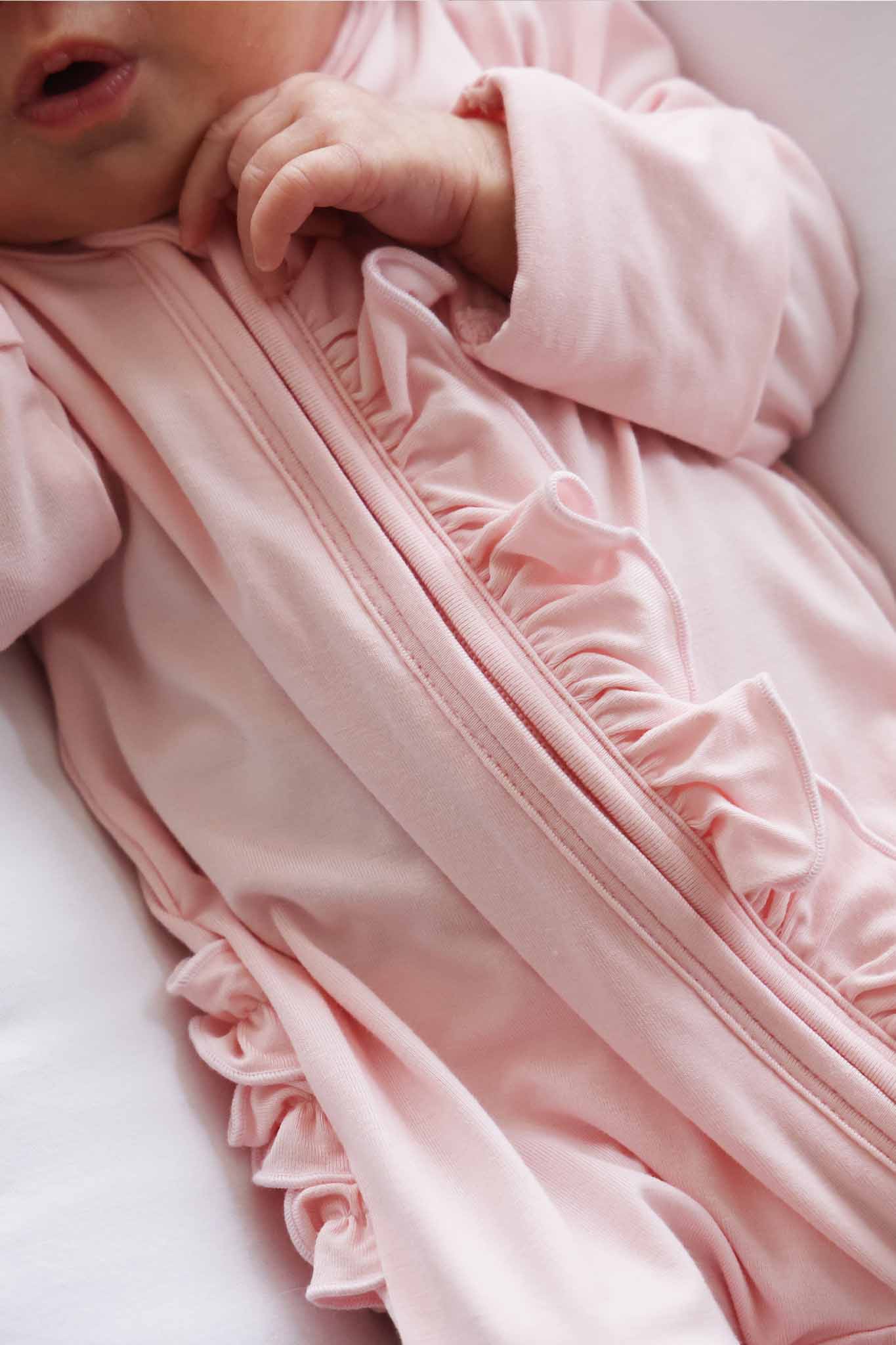 Bamboo Ruffle Zipper Footie