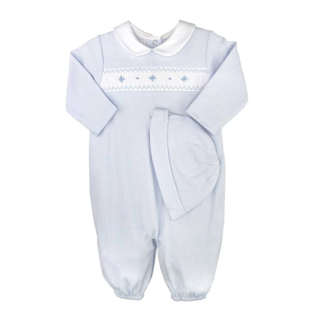 Smocked Knit Convertible Gown and Hat